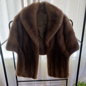 Female brown mink capelet with silk lining